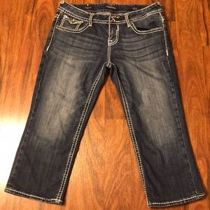 Jean capris with rhinestones